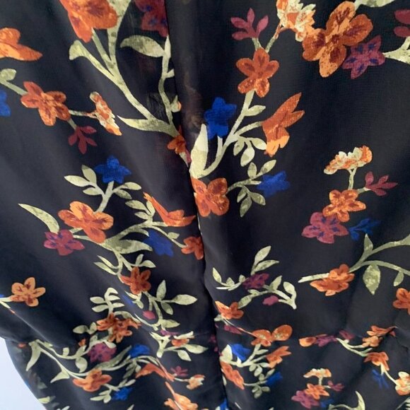 Gianni Bini Black Floral Print Loose Flowing Dress. Keyhole neckline. Large NWT - Picture 6 of 11